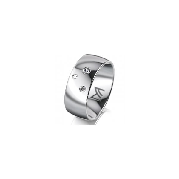 Ring 18 Karat Weissgold 8.0 mm poliert 3 Brillanten G vs Gesamt 0,080ct