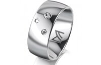 Ring 18 Karat Weissgold 8.0 mm poliert 3 Brillanten G vs...