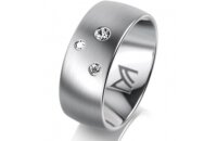 Ring 18 Karat Weissgold 8.0 mm l&auml;ngsmatt 3...