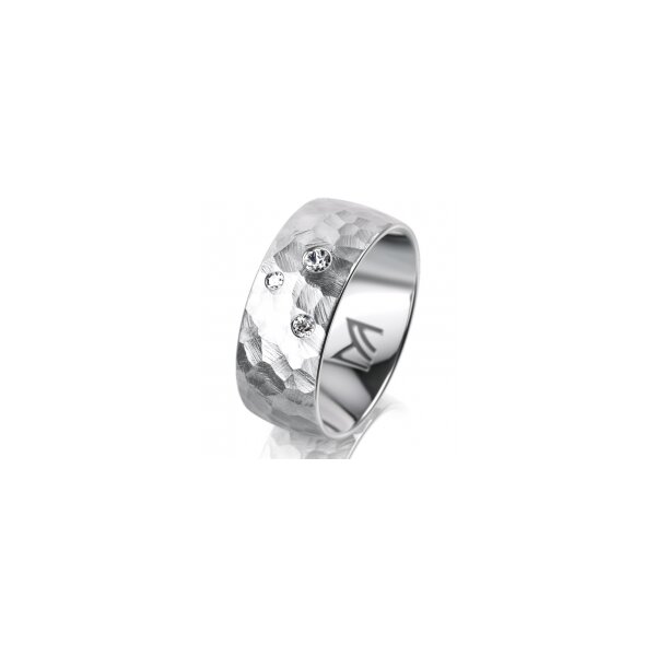 Ring 18 Karat Weissgold 8.0 mm diamantmatt 3 Brillanten G vs Gesamt 0,080ct