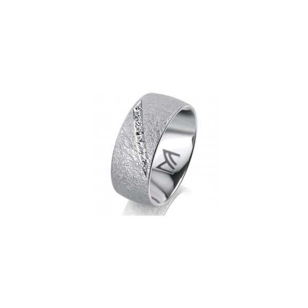 Ring 14 Karat Weissgold 8.0 mm kreismatt 7 Brillanten G vs Gesamt 0,095ct