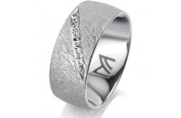Ring 14 Karat Weissgold 8.0 mm kreismatt 7 Brillanten G...