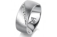 Ring 14 Karat Weissgold 8.0 mm sandmatt 7 Brillanten G vs...
