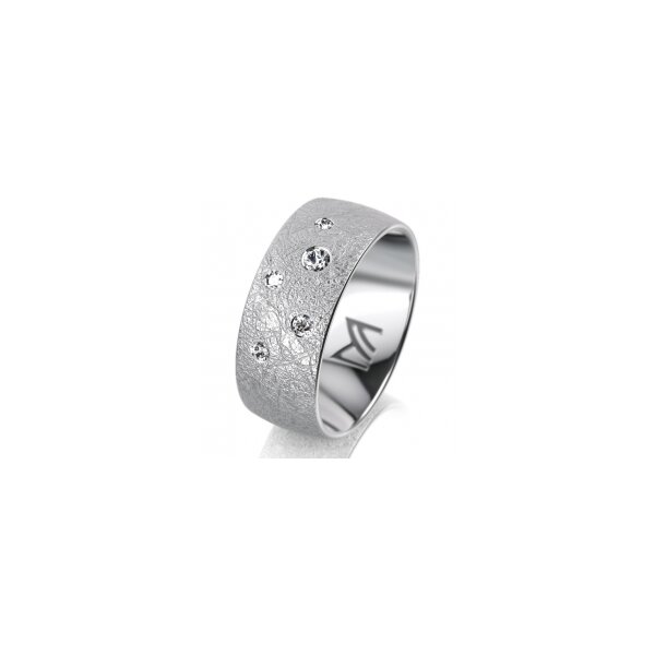 Ring 14 Karat Weissgold 8.0 mm kreismatt 5 Brillanten G vs Gesamt 0,115ct