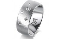 Ring 14 Karat Weissgold 8.0 mm sandmatt 5 Brillanten G vs...