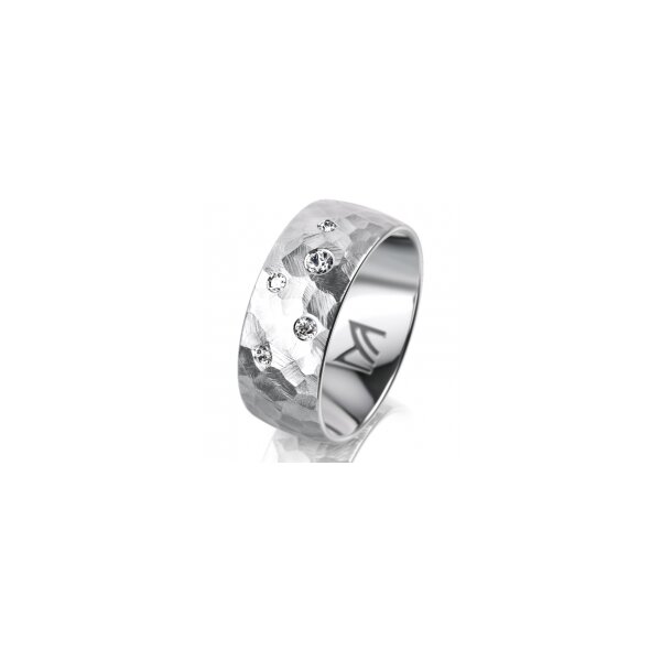 Ring 14 Karat Weissgold 8.0 mm diamantmatt 5 Brillanten G vs Gesamt 0,115ct