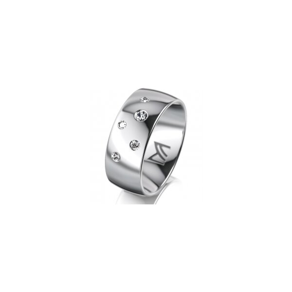 Ring 18 Karat Weissgold 8.0 mm poliert 5 Brillanten G vs Gesamt 0,115ct