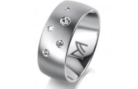 Ring 18 Karat Weissgold 8.0 mm l&auml;ngsmatt 5...