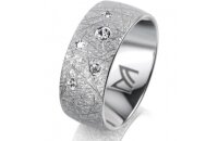Ring 18 Karat Weissgold 8.0 mm kristallmatt 5 Brillanten...