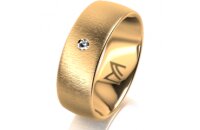Ring 14 Karat Gelbgold 7.0 mm sandmatt 1 Brillant G vs...