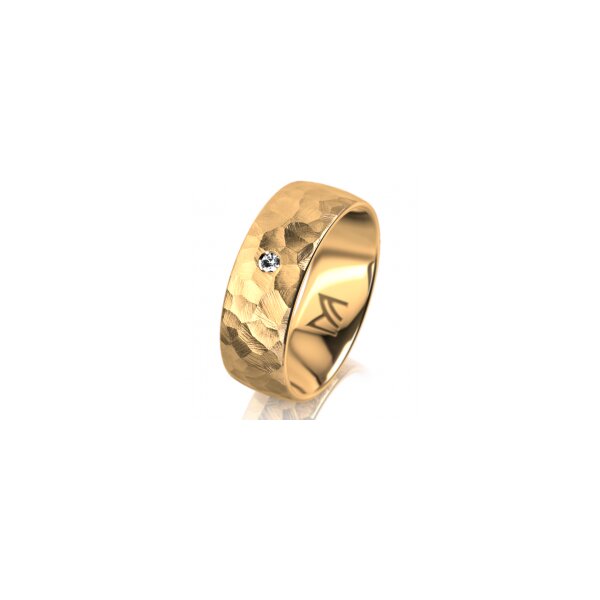 Ring 14 Karat Gelbgold 7.0 mm diamantmatt 1 Brillant G vs 0,025ct