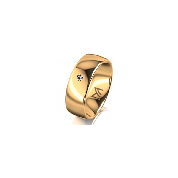 Ring 18 Karat Gelbgold 7.0 mm poliert 1 Brillant G vs 0,025ct