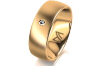 Ring 18 Karat Gelbgold 7.0 mm l&auml;ngsmatt 1 Brillant G...