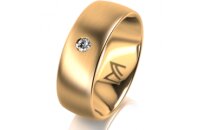 Ring 14 Karat Gelbgold 7.0 mm l&auml;ngsmatt 1 Brillant G...
