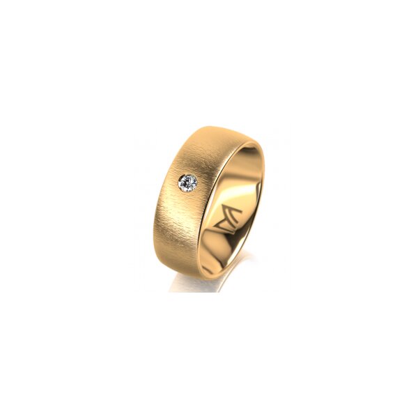 Ring 14 Karat Gelbgold 7.0 mm sandmatt 1 Brillant G vs 0,050ct
