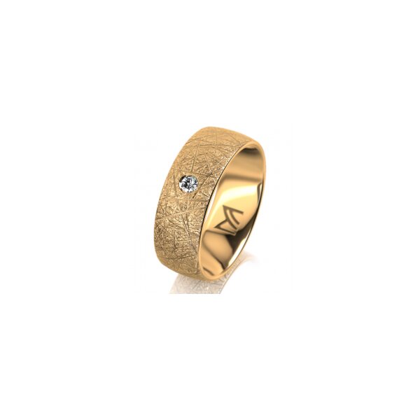 Ring 14 Karat Gelbgold 7.0 mm kristallmatt 1 Brillant G vs 0,050ct