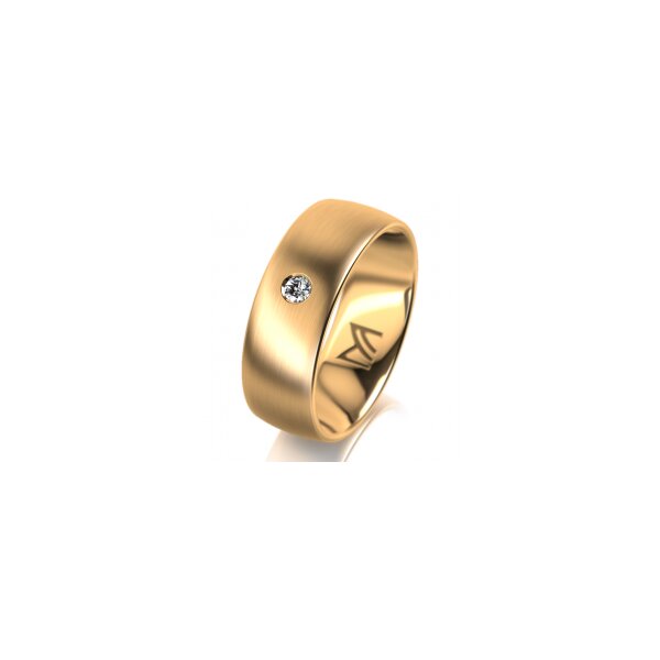 Ring 18 Karat Gelbgold 7.0 mm l&auml;ngsmatt 1 Brillant G vs 0,050ct