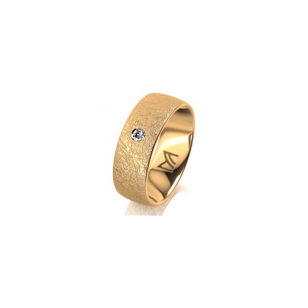 Ring 18 Karat Gelbgold 7.0 mm kreismatt 1 Brillant G vs 0,050ct
