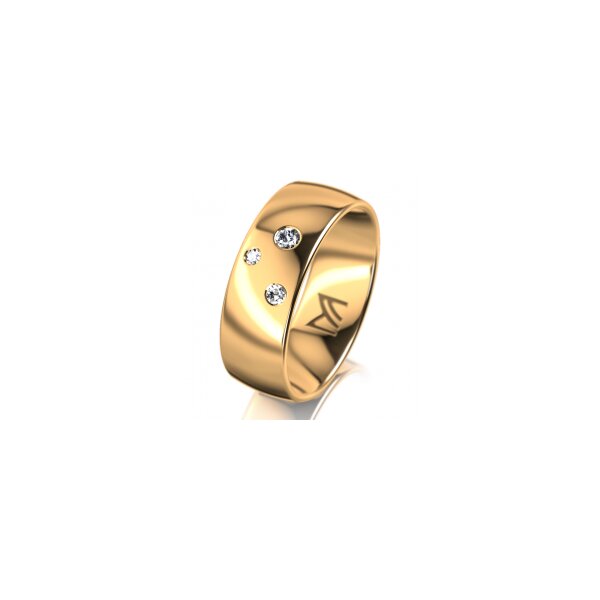 Ring 14 Karat Gelbgold 7.0 mm poliert 3 Brillanten G vs Gesamt 0,070ct