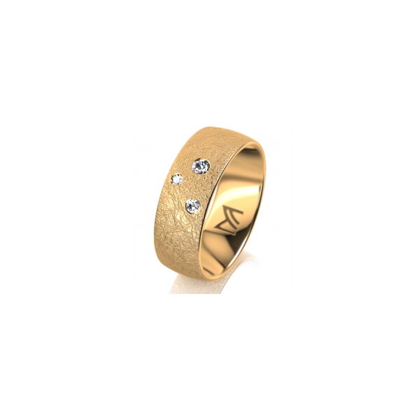 Ring 14 Karat Gelbgold 7.0 mm kreismatt 3 Brillanten G vs Gesamt 0,070ct