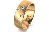 Ring 14 Karat Gelbgold 7.0 mm sandmatt 3 Brillanten G vs...