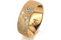 Ring 14 Karat Gelbgold 7.0 mm kristallmatt 3 Brillanten G...