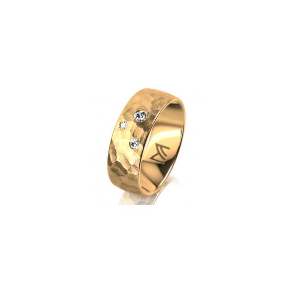 Ring 14 Karat Gelbgold 7.0 mm diamantmatt 3 Brillanten G vs Gesamt 0,070ct