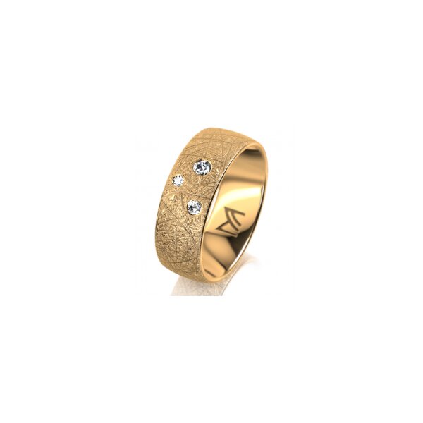 Ring 18 Karat Gelbgold 7.0 mm kristallmatt 3 Brillanten G vs Gesamt 0,070ct