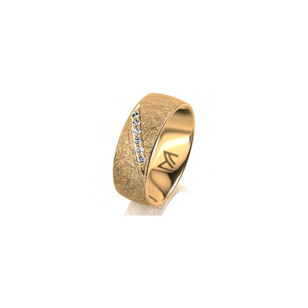 Ring 14 Karat Gelbgold 7.0 mm kristallmatt 6 Brillanten G vs Gesamt 0,080ct