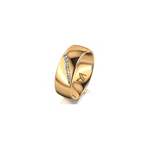 Ring 18 Karat Gelbgold 7.0 mm poliert 6 Brillanten G vs Gesamt 0,080ct