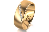 Ring 18 Karat Gelbgold 7.0 mm l&auml;ngsmatt 6 Brillanten...