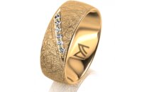 Ring 18 Karat Gelbgold 7.0 mm kristallmatt 6 Brillanten G...