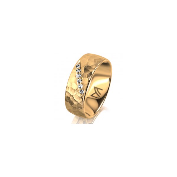Ring 18 Karat Gelbgold 7.0 mm diamantmatt 6 Brillanten G vs Gesamt 0,080ct
