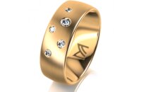 Ring 14 Karat Gelbgold 7.0 mm l&auml;ngsmatt 5 Brillanten...