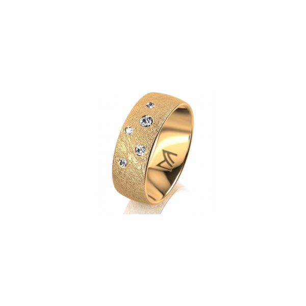 Ring 14 Karat Gelbgold 7.0 mm kreismatt 5 Brillanten G vs Gesamt 0,095ct