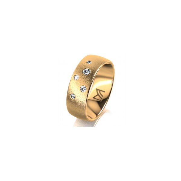 Ring 18 Karat Gelbgold 7.0 mm sandmatt 5 Brillanten G vs Gesamt 0,095ct