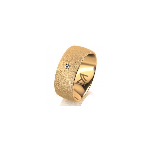 Ring 14 Karat Gelbgold 8.0 mm kreismatt 1 Brillant G vs 0,025ct