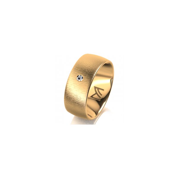 Ring 14 Karat Gelbgold 8.0 mm sandmatt 1 Brillant G vs 0,025ct