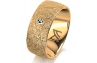 Ring 14 Karat Gelbgold 8.0 mm kristallmatt 1 Brillant G...