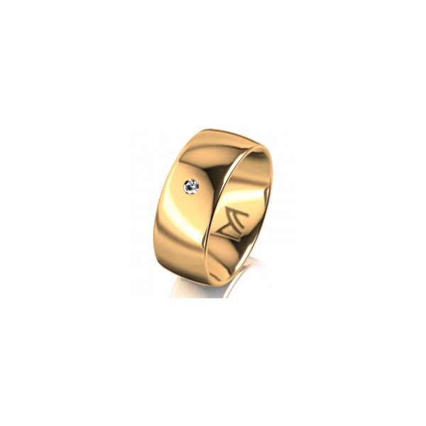 Ring 18 Karat Gelbgold 8.0 mm poliert 1 Brillant G vs 0,025ct