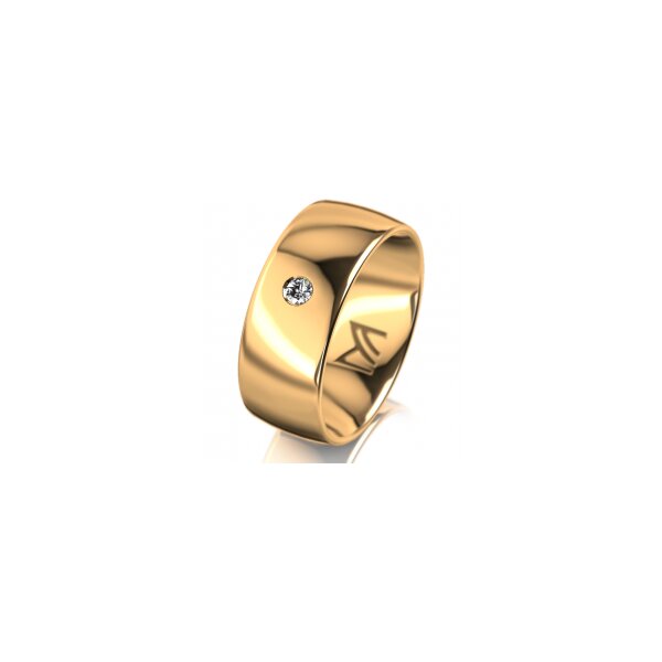 Ring 14 Karat Gelbgold 8.0 mm poliert 1 Brillant G vs 0,050ct
