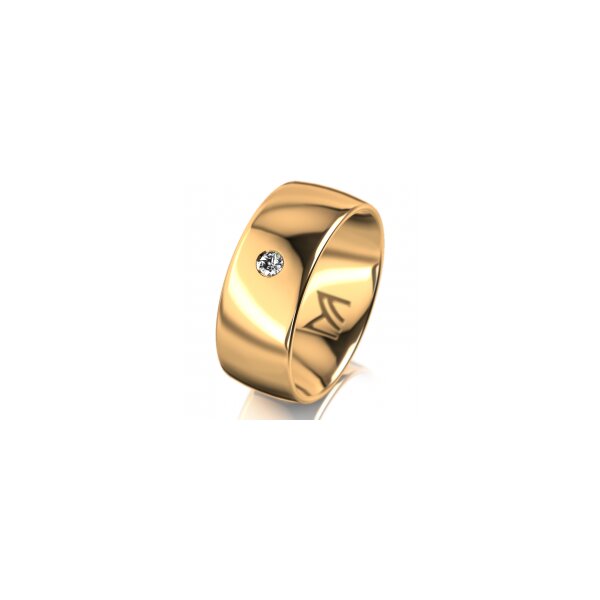 Ring 14 Karat Gelbgold 8.0 mm poliert 1 Brillant G vs 0,050ct