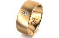Ring 14 Karat Gelbgold 8.0 mm l&auml;ngsmatt 1 Brillant G...