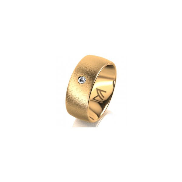 Ring 14 Karat Gelbgold 8.0 mm sandmatt 1 Brillant G vs 0,050ct