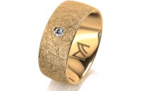 Ring 14 Karat Gelbgold 8.0 mm kristallmatt 1 Brillant G...