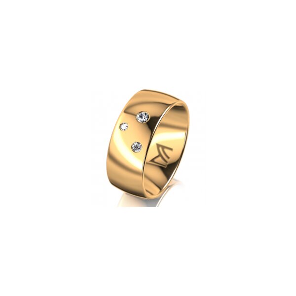 Ring 14 Karat Gelbgold 8.0 mm poliert 3 Brillanten G vs Gesamt 0,080ct