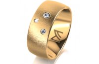 Ring 14 Karat Gelbgold 8.0 mm sandmatt 3 Brillanten G vs...