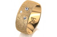 Ring 14 Karat Gelbgold 8.0 mm kristallmatt 3 Brillanten G...