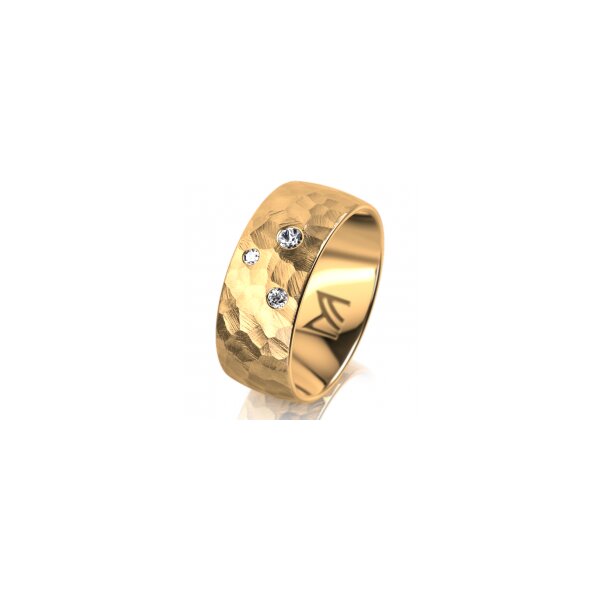 Ring 18 Karat Gelbgold 8.0 mm diamantmatt 3 Brillanten G vs Gesamt 0,080ct