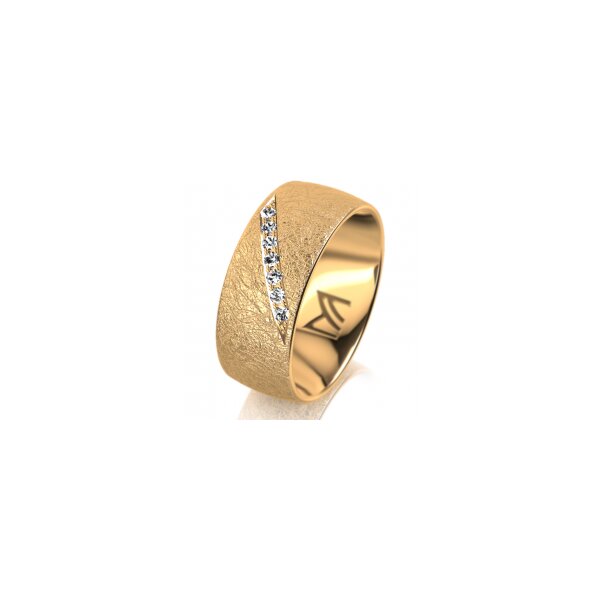 Ring 14 Karat Gelbgold 8.0 mm kreismatt 7 Brillanten G vs Gesamt 0,095ct